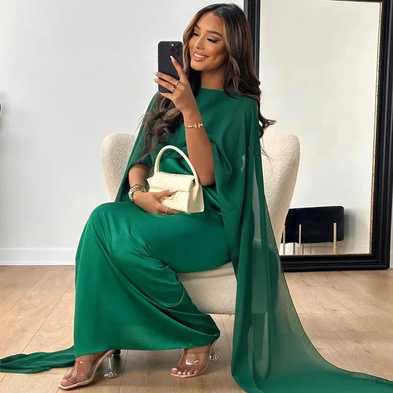 Lyra | Cape-Sleeve Flowing Women Summer Maxi Dress