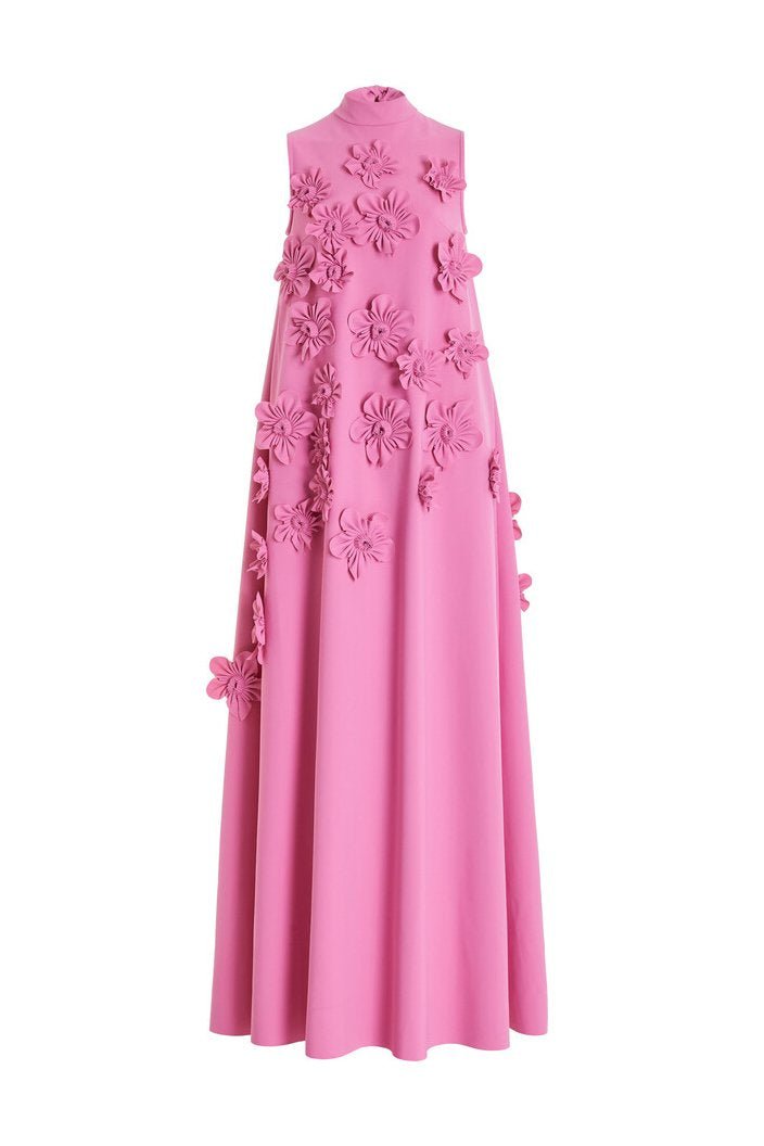 Darcy | Floral Appliqué High-Neck Women Summer Maxi Dress