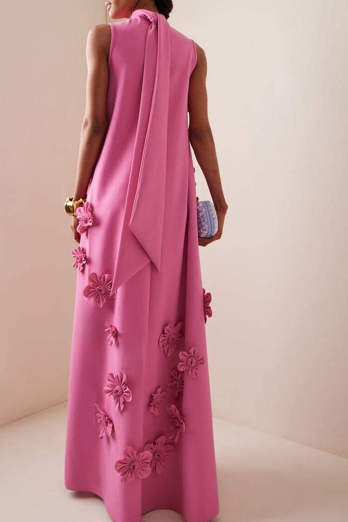 Darcy | Floral Appliqué High-Neck Women Summer Maxi Dress
