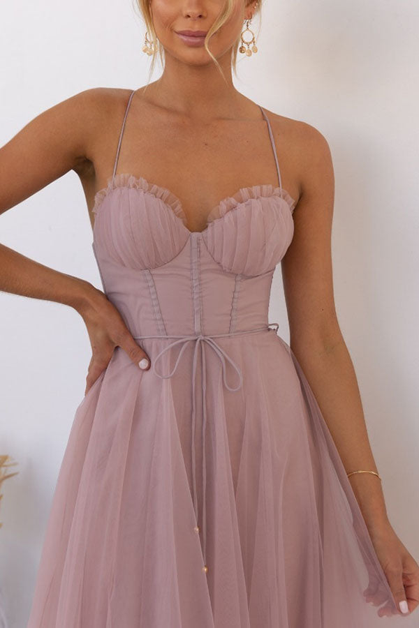 Aria | Tulle-Skirt Spaghetti-Strap Women Summer Midi Dress