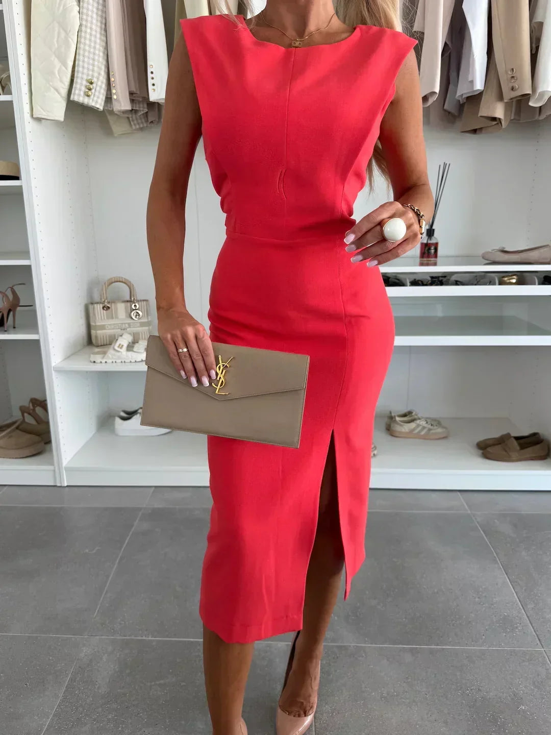 Amara | Side-Slit Sleeveless Bodycon Women Summer Midi Dress