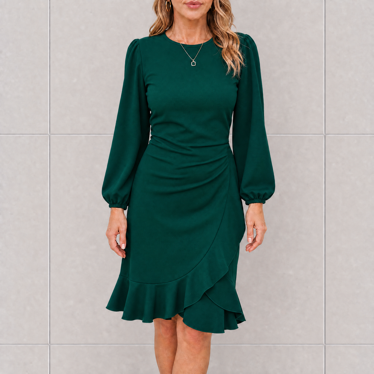 Saskia | Puff-Sleeve Ruffle-Hem Women Cocktail Summer Dress