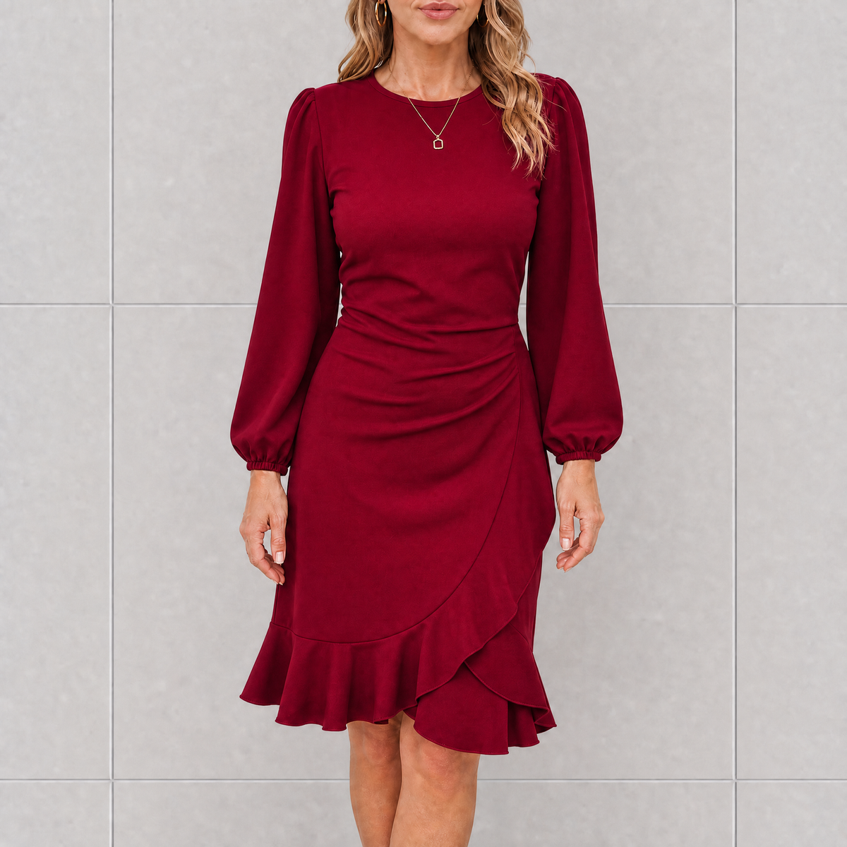 Saskia | Puff-Sleeve Ruffle-Hem Women Cocktail Summer Dress