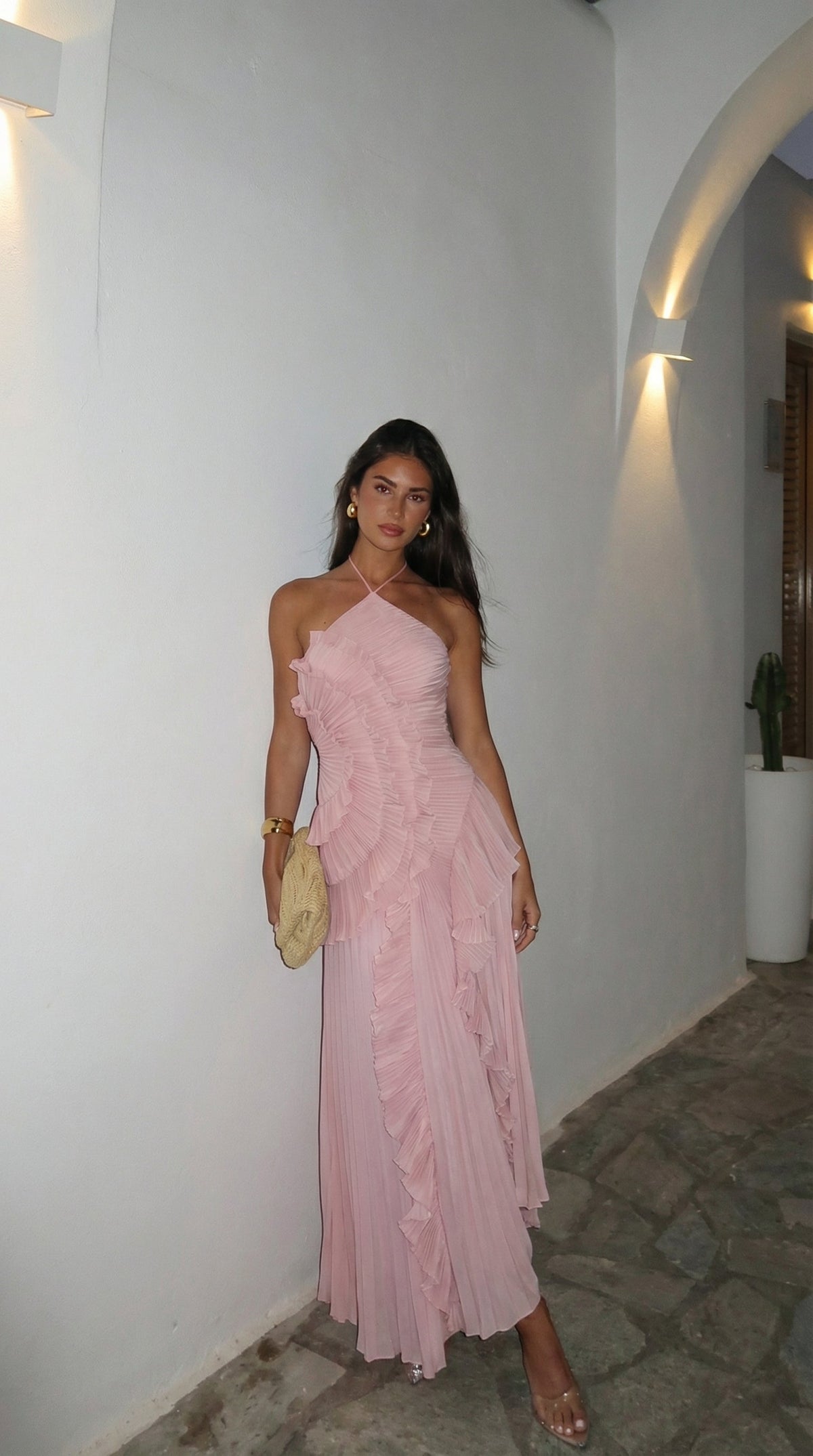 Ashley | Halter Asymmetric Ruffle Women Summer Maxi Dress