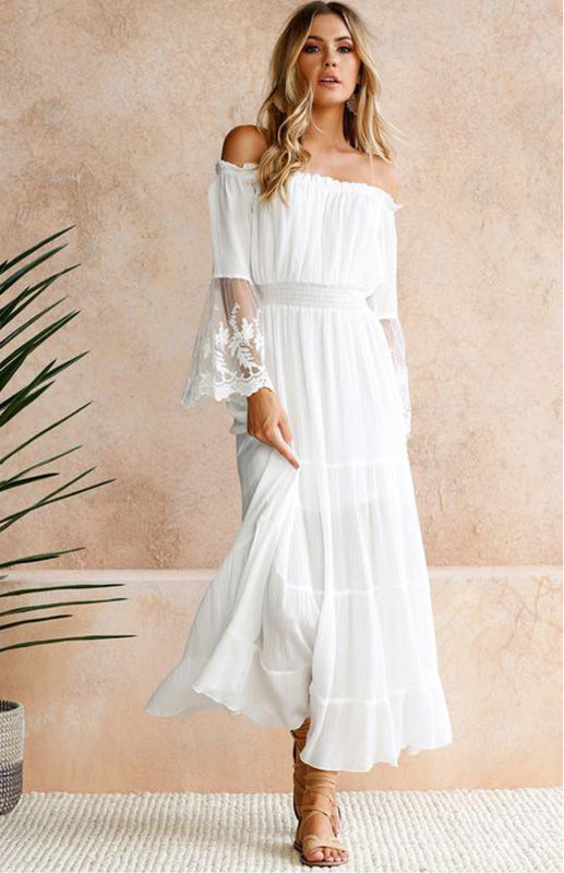 Olivia | Off-Shoulder Bell-Sleeve Boho Women Summer Maxi Dress
