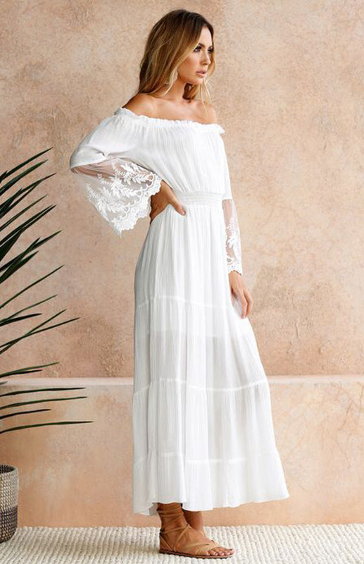 Olivia | Off-Shoulder Bell-Sleeve Boho Women Summer Maxi Dress