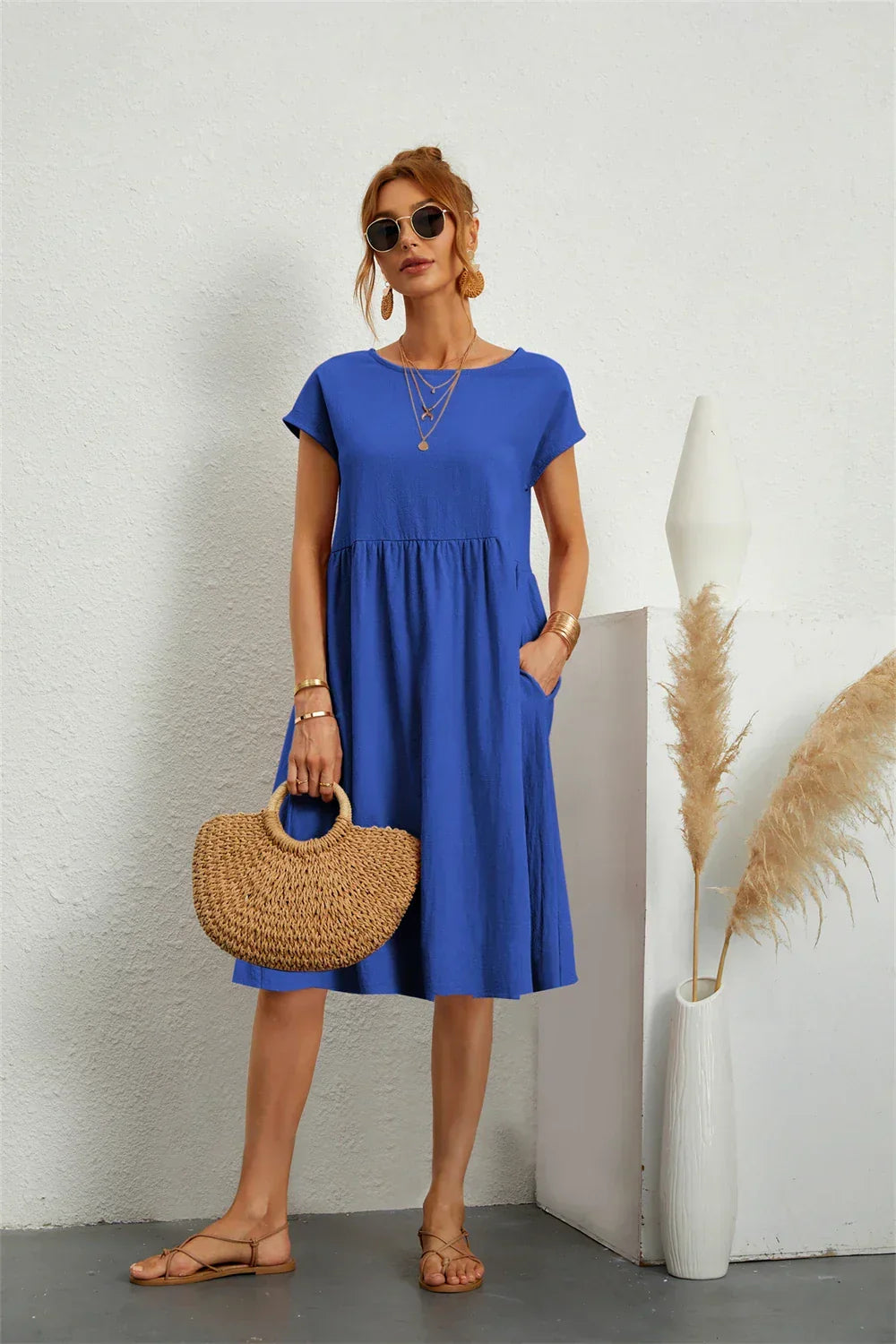 Astrid | Casual Relaxed Pocket T-Shirt Women Summer Midi Dress