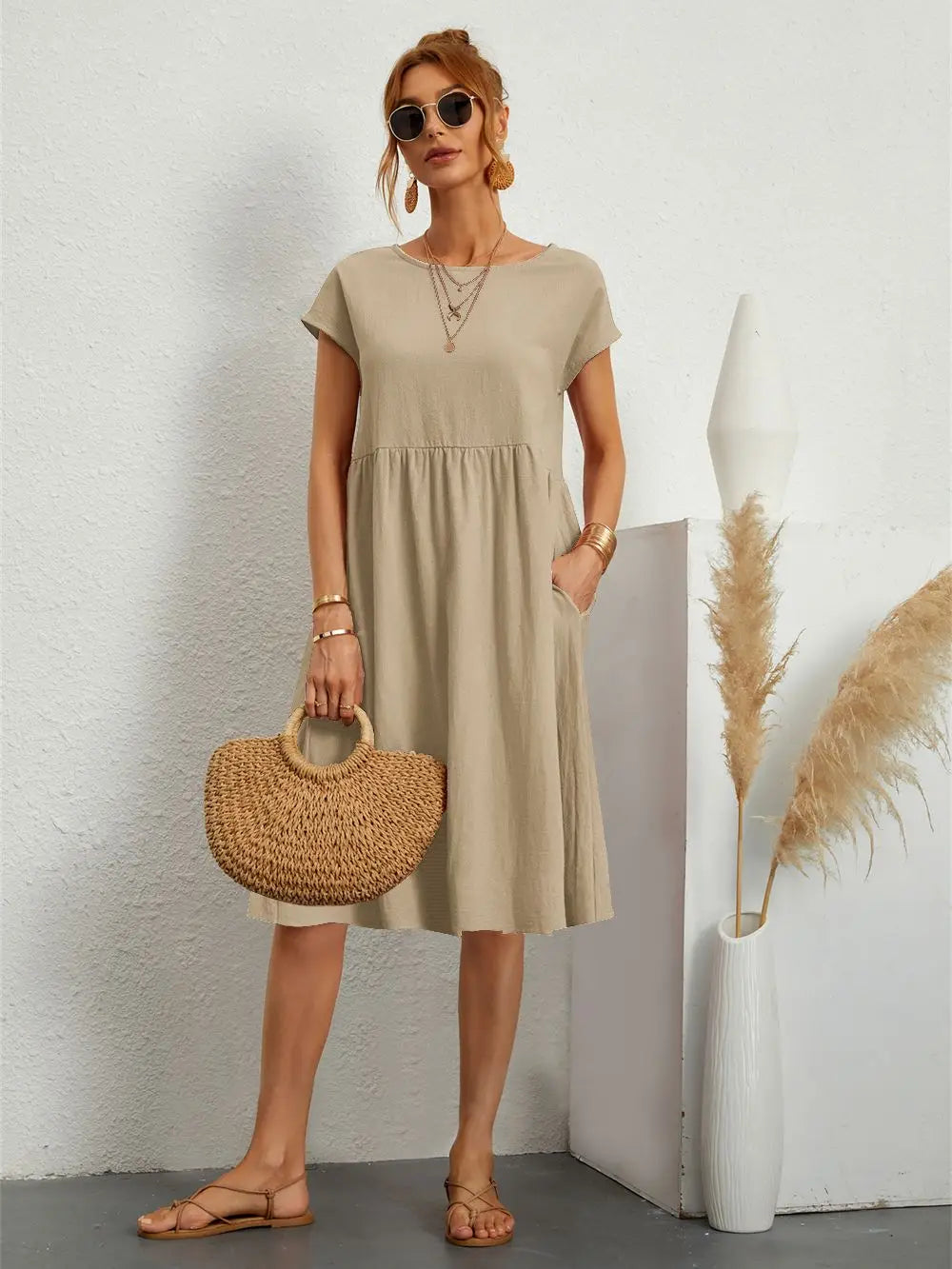 Astrid | Casual Relaxed Pocket T-Shirt Women Summer Midi Dress