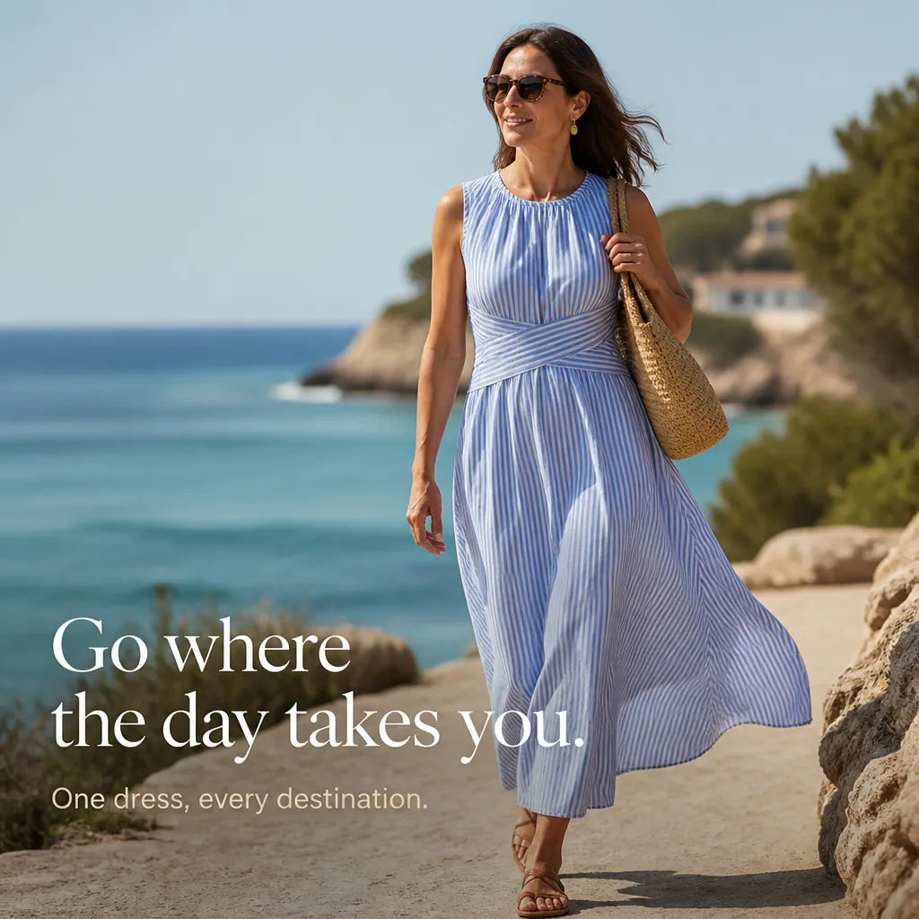 Skye | Striped Crossover-Waist Sleeveless Women Summer Maxi Dress