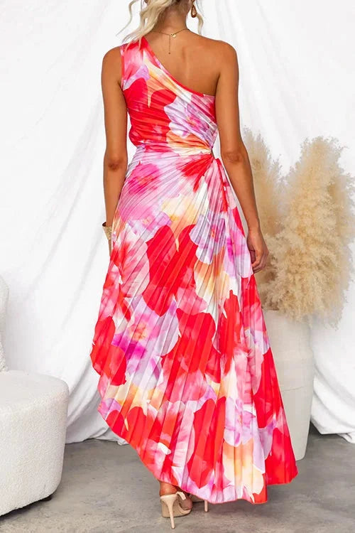 Isobel | One-Shoulder Floral Draped-Waist Women Summer Maxi Dress