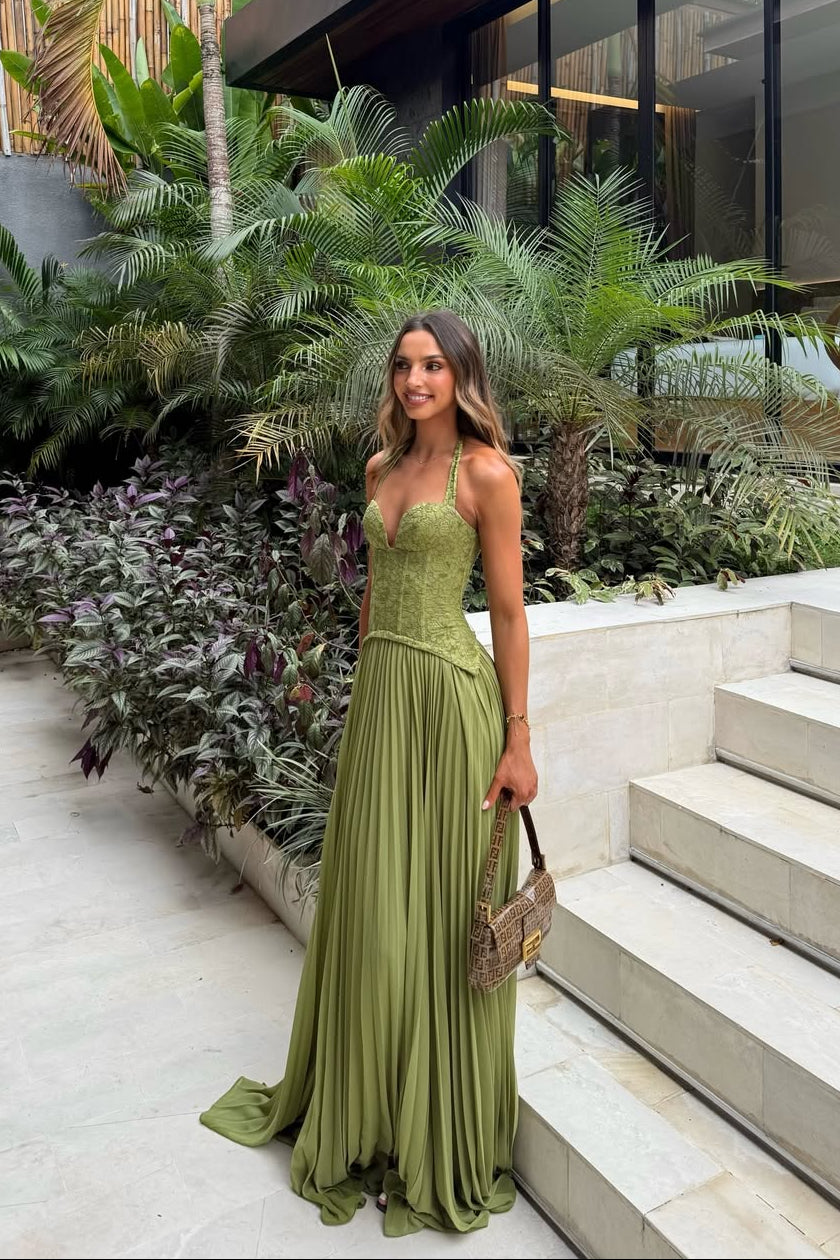 Nicole | Lace Corset Pleated Women Summer Maxi Dress
