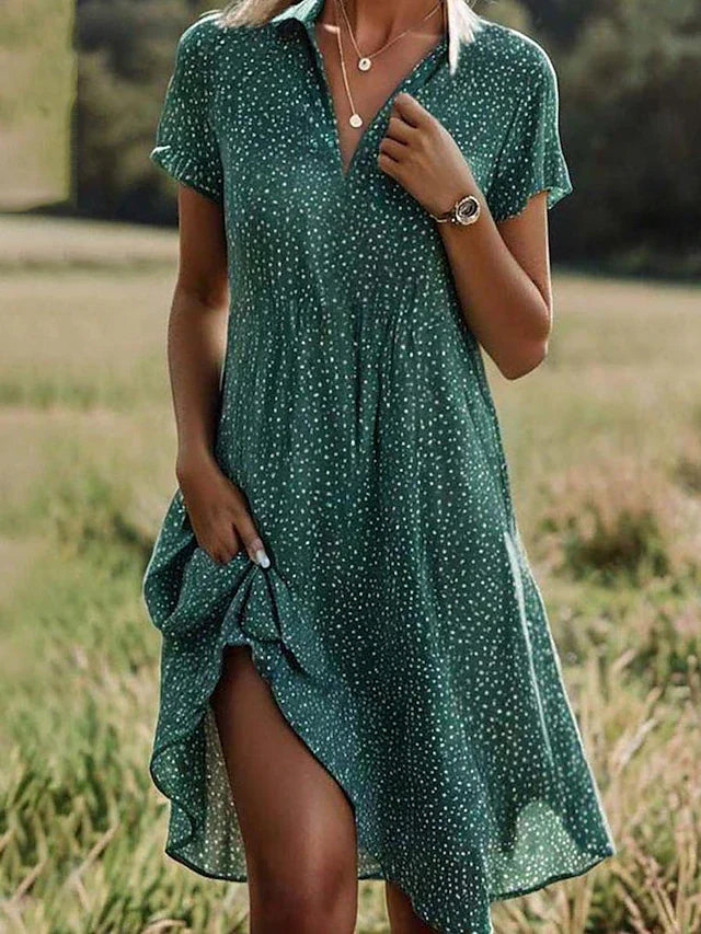 Aimee | Short-Sleeve Midi Shirt Women Summer Midi Dress