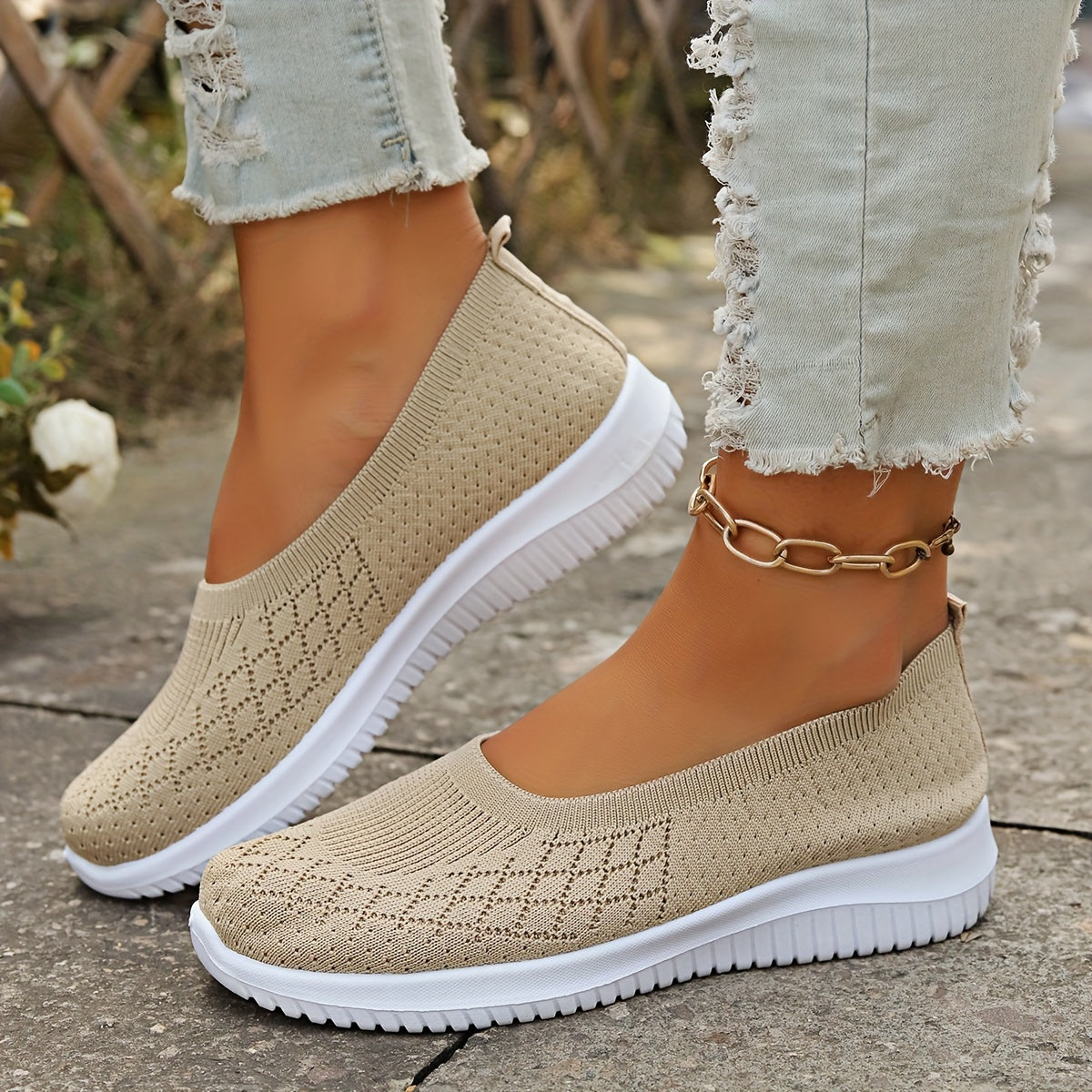 Flora | Knit Slip-On Walking Women Comfortable Sneakers