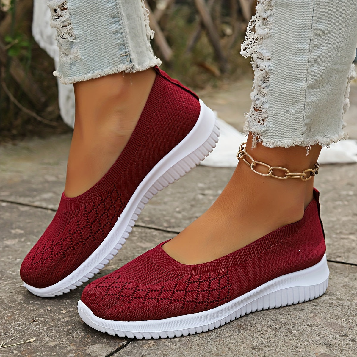 Flora | Knit Slip-On Walking Women Comfortable Sneakers
