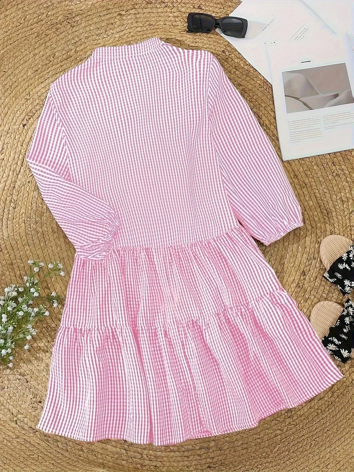Lacey | Gingham Tiered Shirt Women Summer Mini Dress
