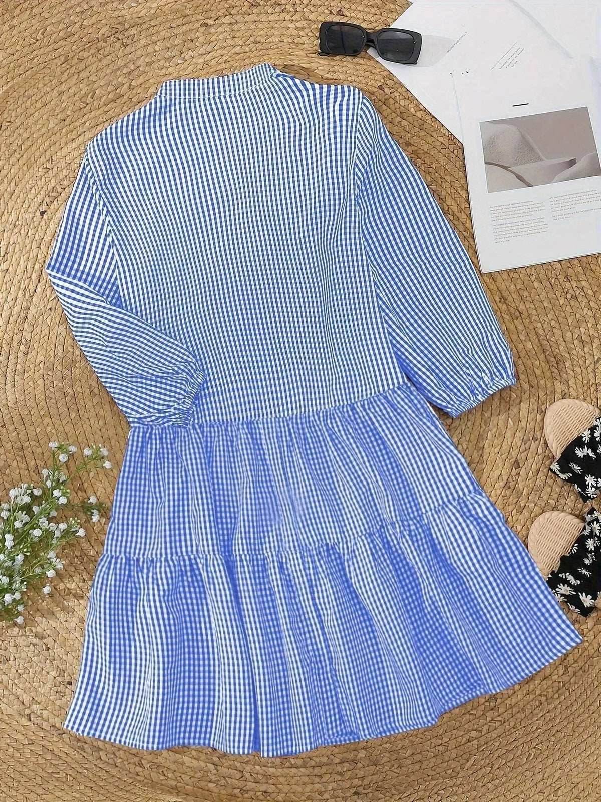 Lacey | Gingham Tiered Shirt Women Summer Mini Dress