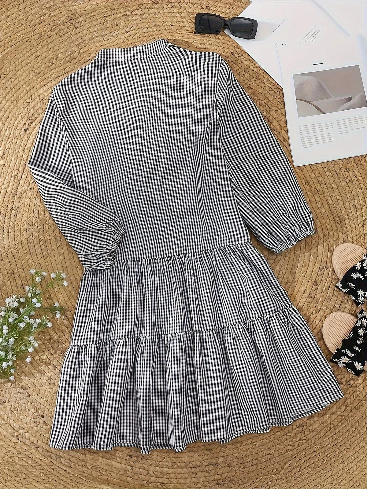 Lacey | Gingham Tiered Shirt Women Summer Mini Dress