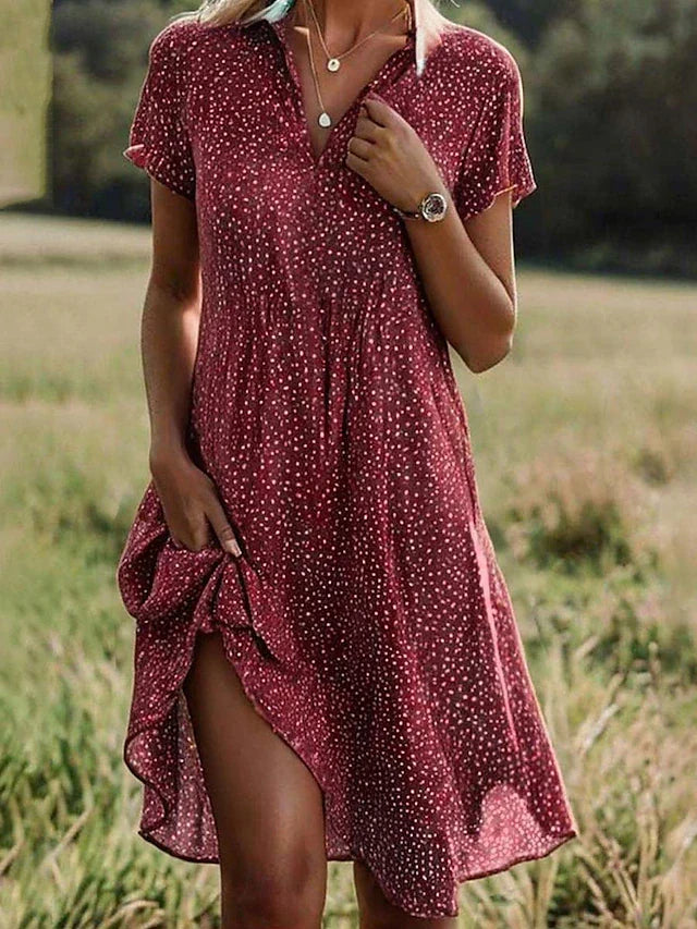 Aimee | Short-Sleeve Midi Shirt Women Summer Midi Dress
