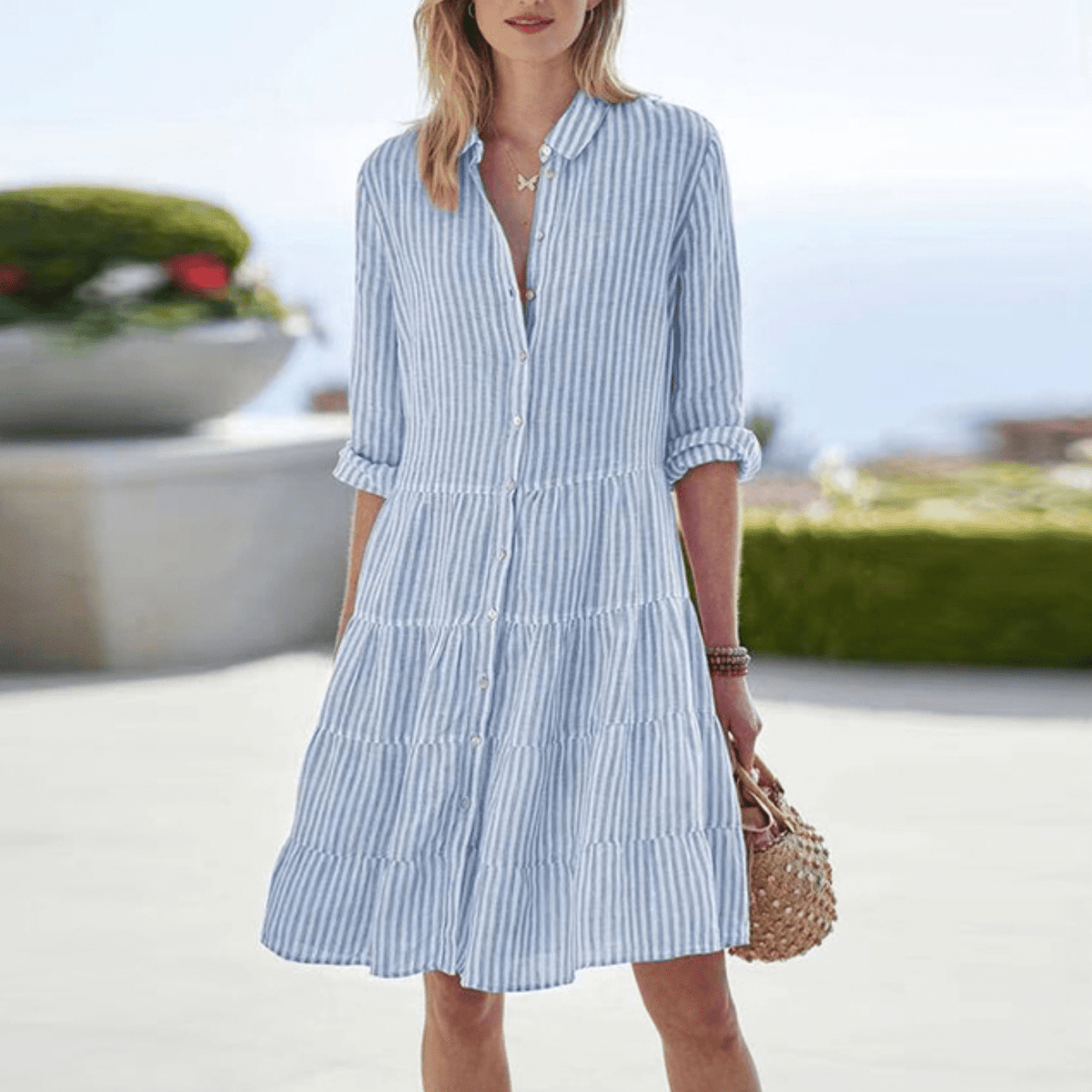 Sophie | Striped Flowy Women's Summer Shirt Dress