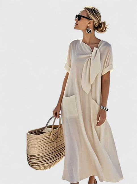 Talia | Tie-Neck Pocket Flowing Women Summer Maxi Dress