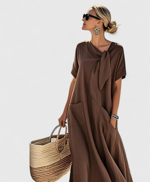 Talia | Tie-Neck Pocket Flowing Women Summer Maxi Dress
