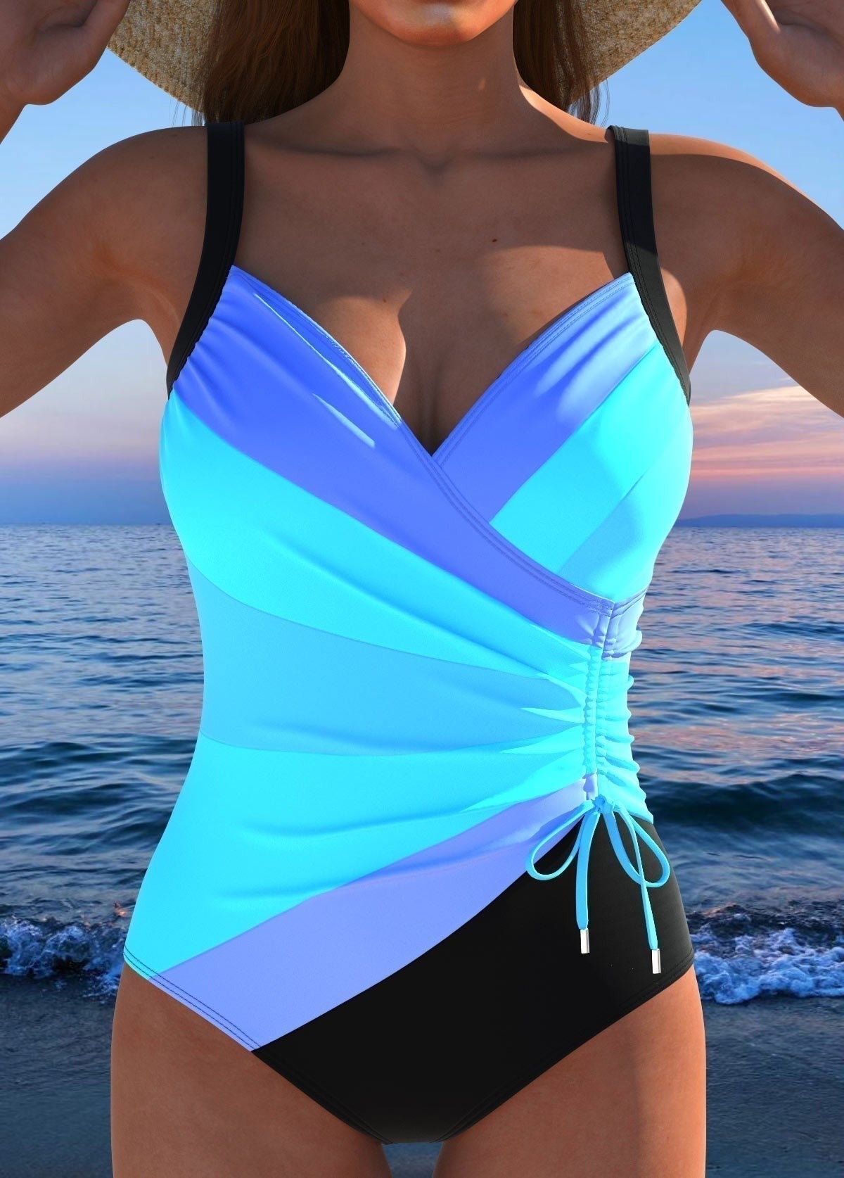 Nathalie | Wrap-Neck Adjustable-Strap Women's One-Piece Swimsuit
