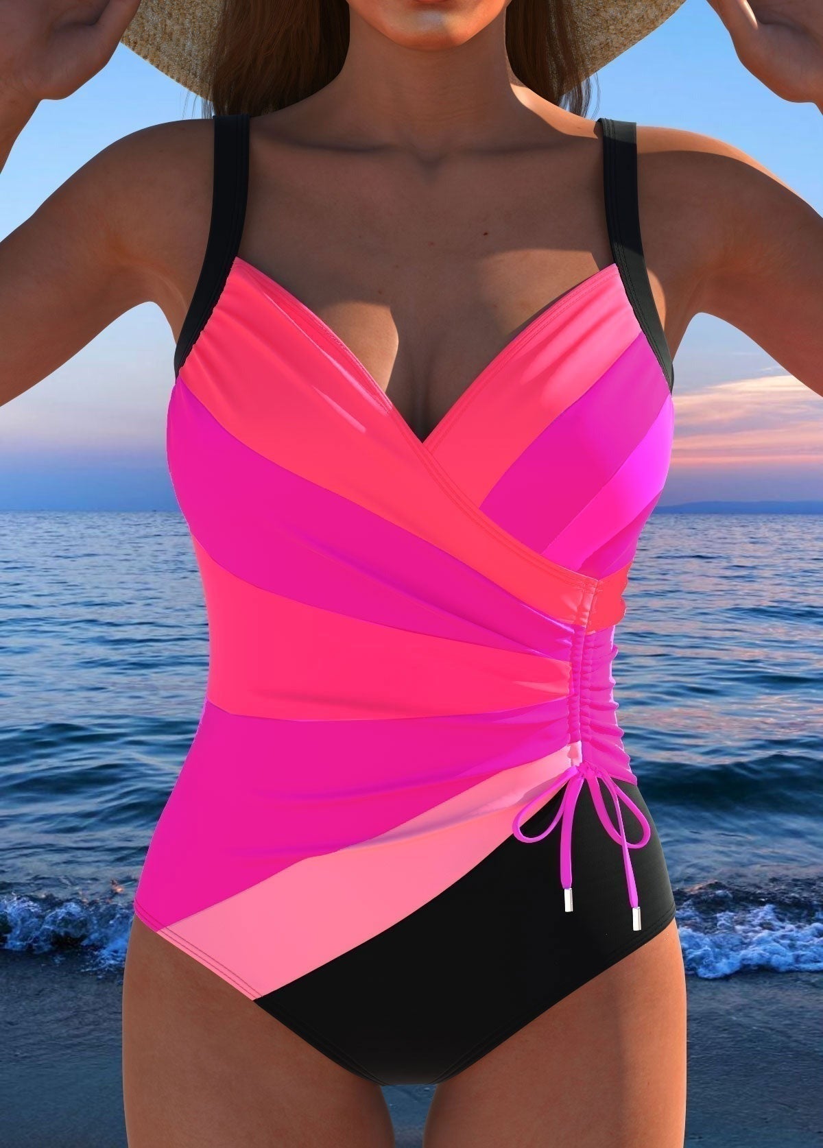 Nathalie | Wrap-Neck Adjustable-Strap Women's One-Piece Swimsuit