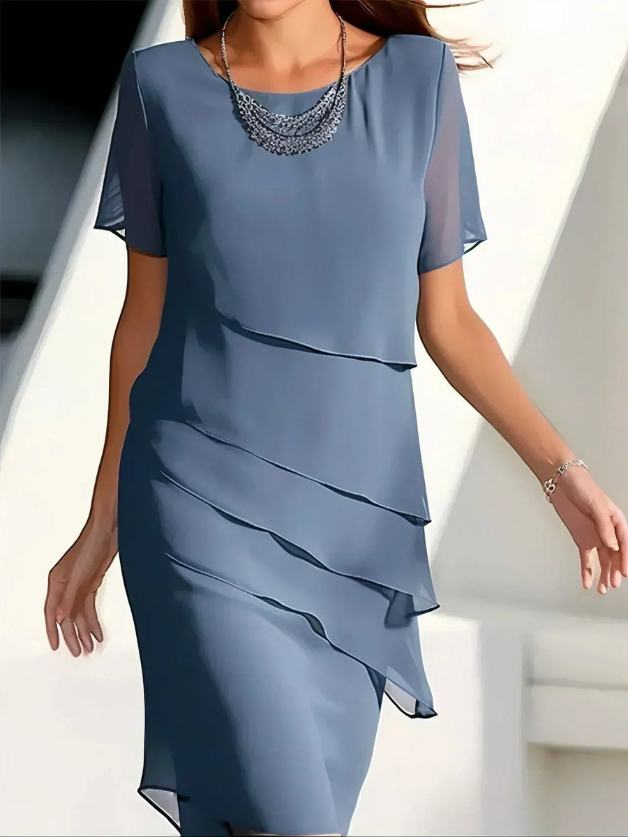 Dora | Layered Tiered Midi Women Cocktail Summer Dress