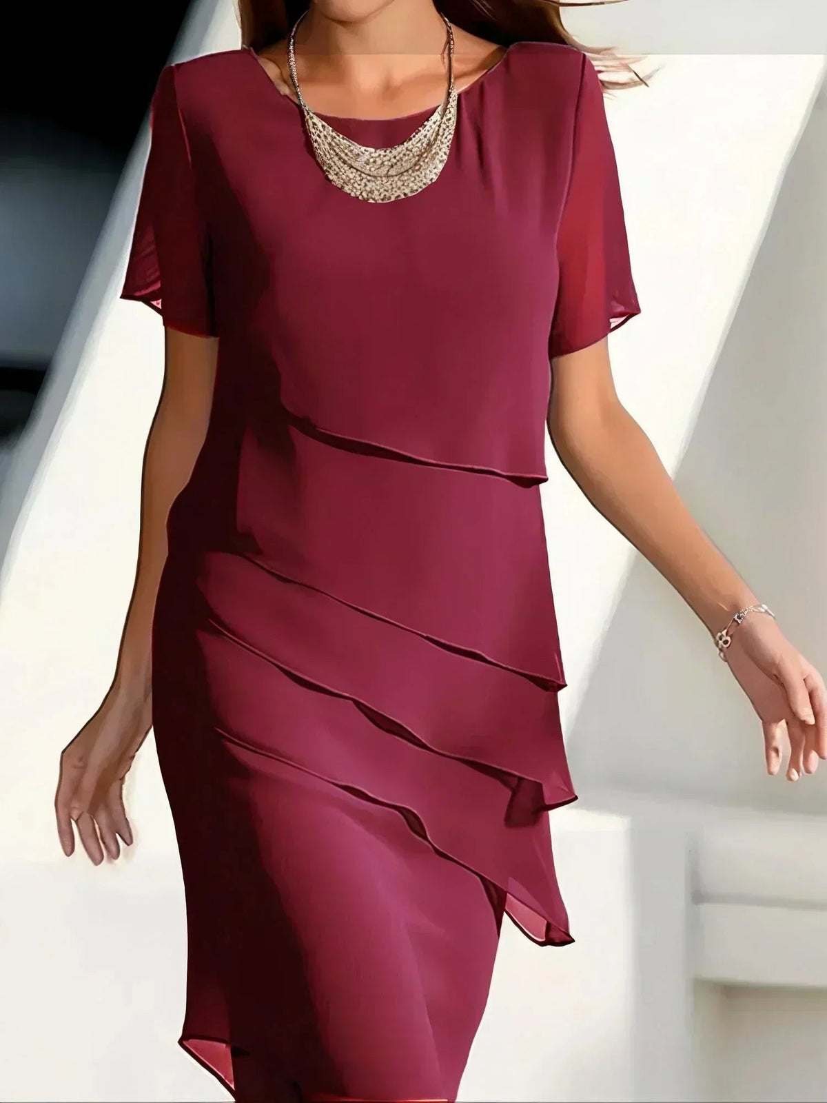 Dora | Layered Tiered Midi Women Cocktail Summer Dress