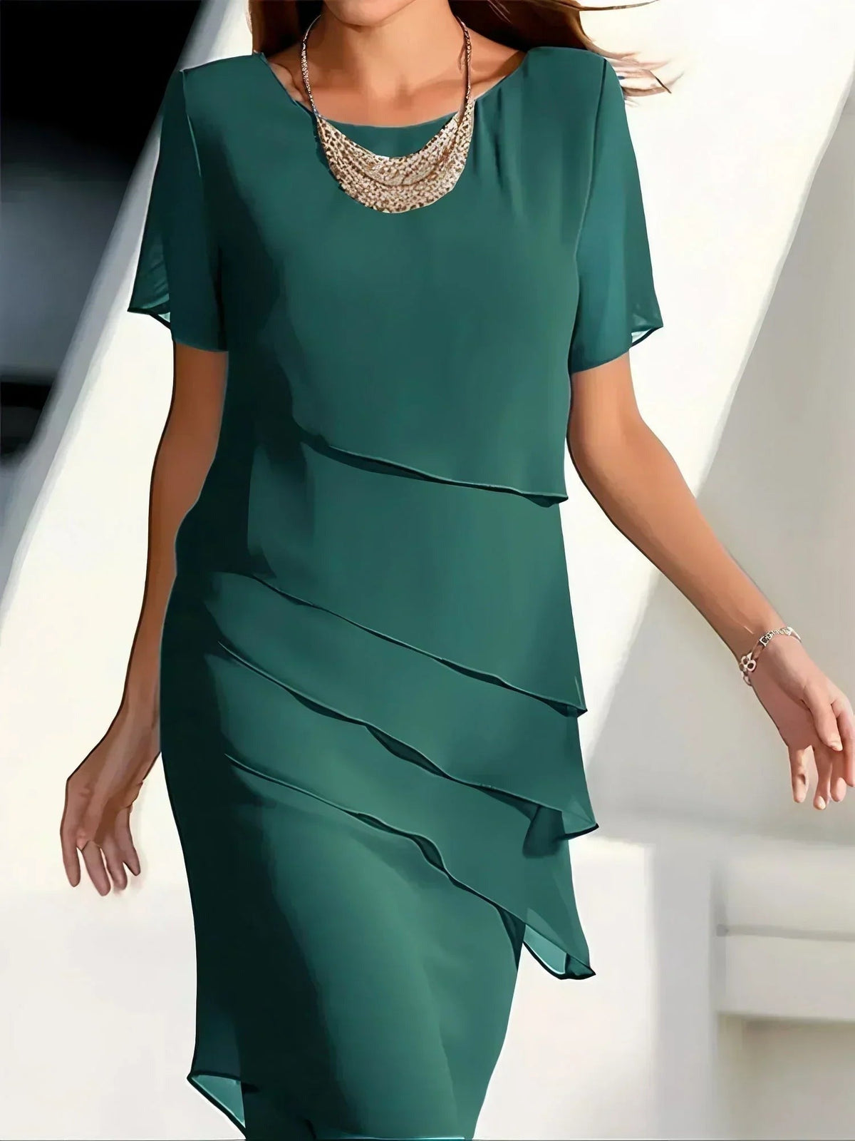 Dora | Layered Tiered Midi Women Cocktail Summer Dress