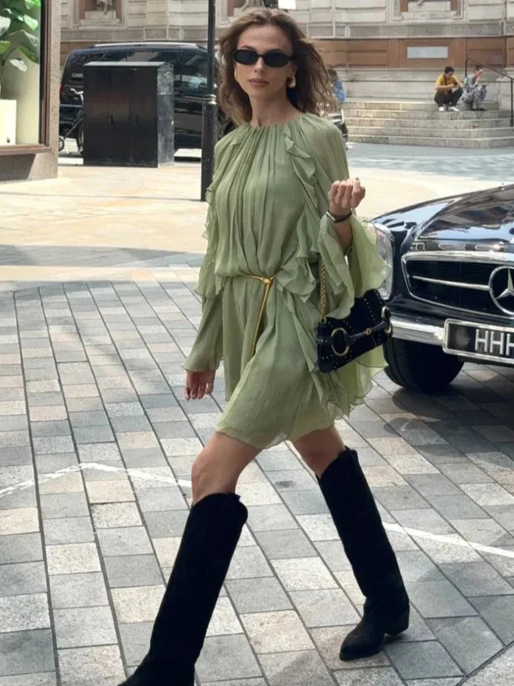 Deanna | Ruffle Long-Sleeve Flowy Women Summer Mini Dress