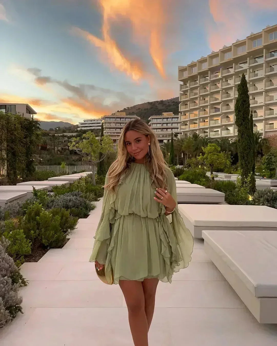 Deanna | Ruffle Long-Sleeve Flowy Women Summer Mini Dress