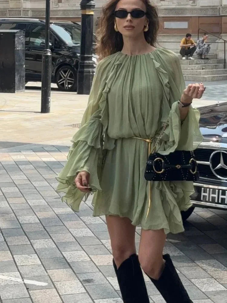 Deanna | Ruffle Long-Sleeve Flowy Women Summer Mini Dress