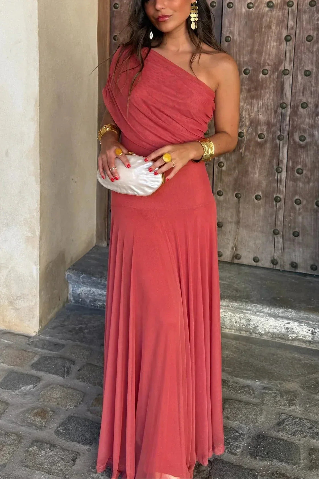 Natalie | Pleated One-Shoulder Breathable Women Summer Maxi Dress