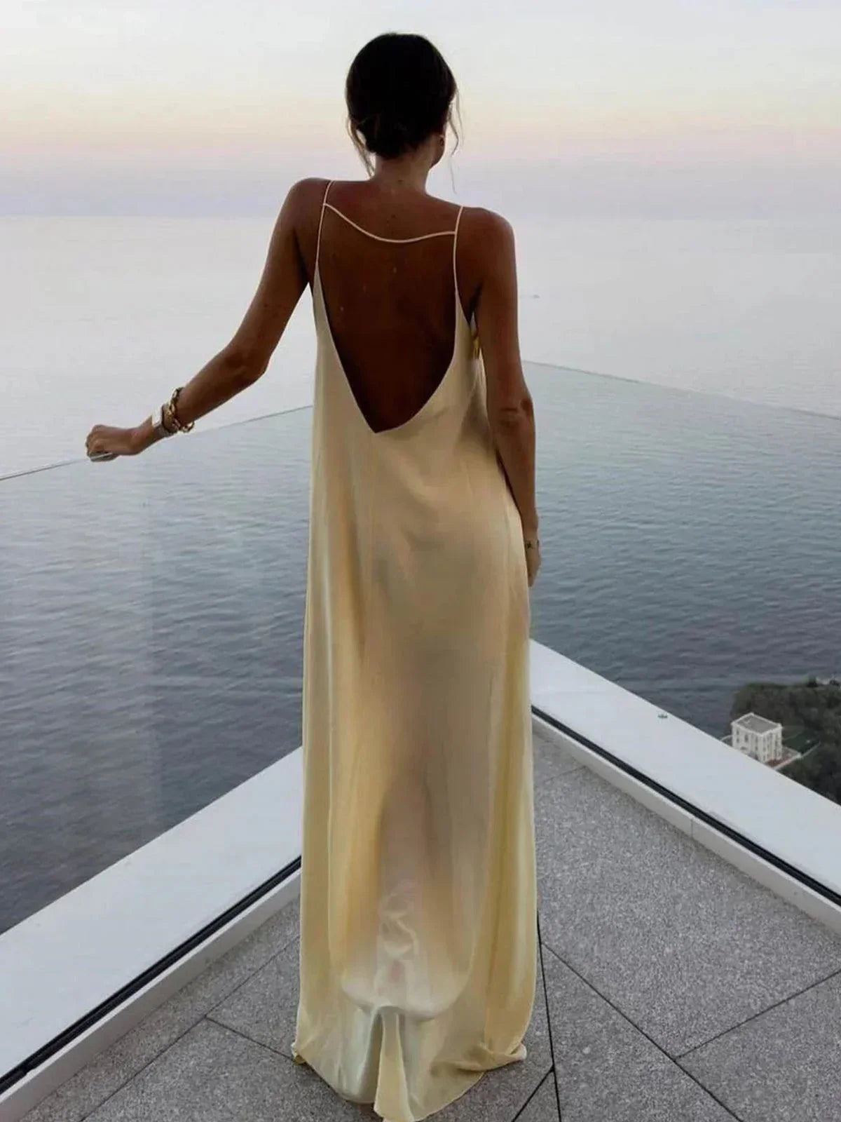 Sara | Minimalist Open-Back Strappy Women Summer Maxi Dress