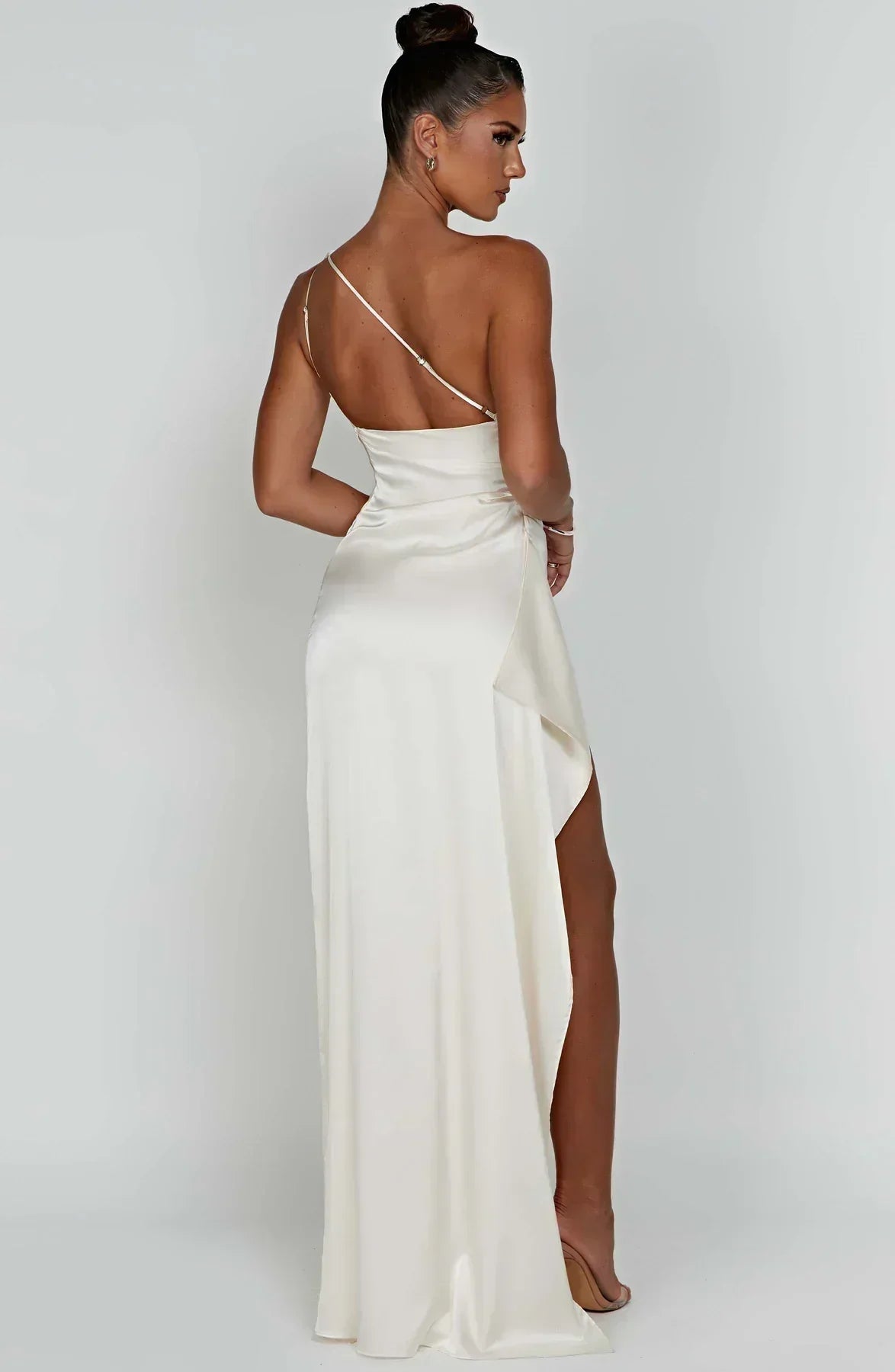 Juliana | Satin One-Shoulder Thigh-Slit Women Summer Maxi Dress