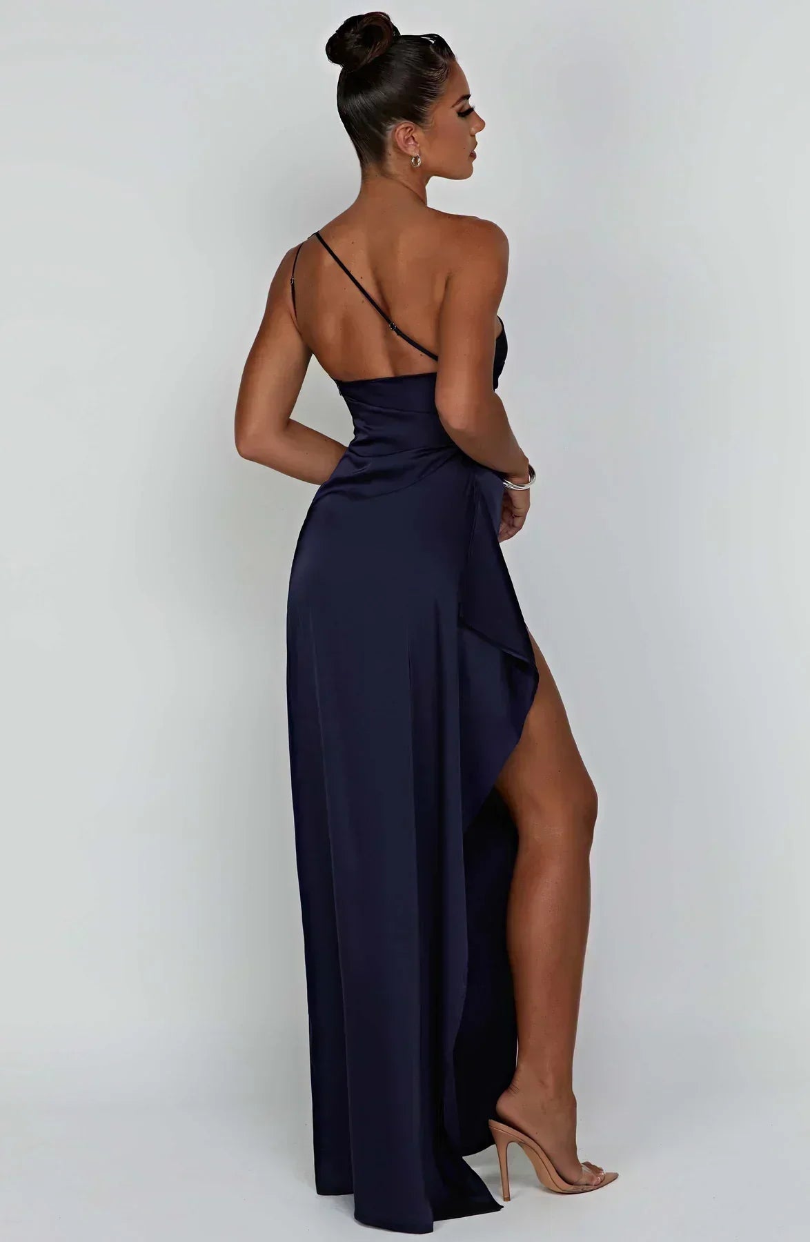 Juliana | Satin One-Shoulder Thigh-Slit Women Summer Maxi Dress