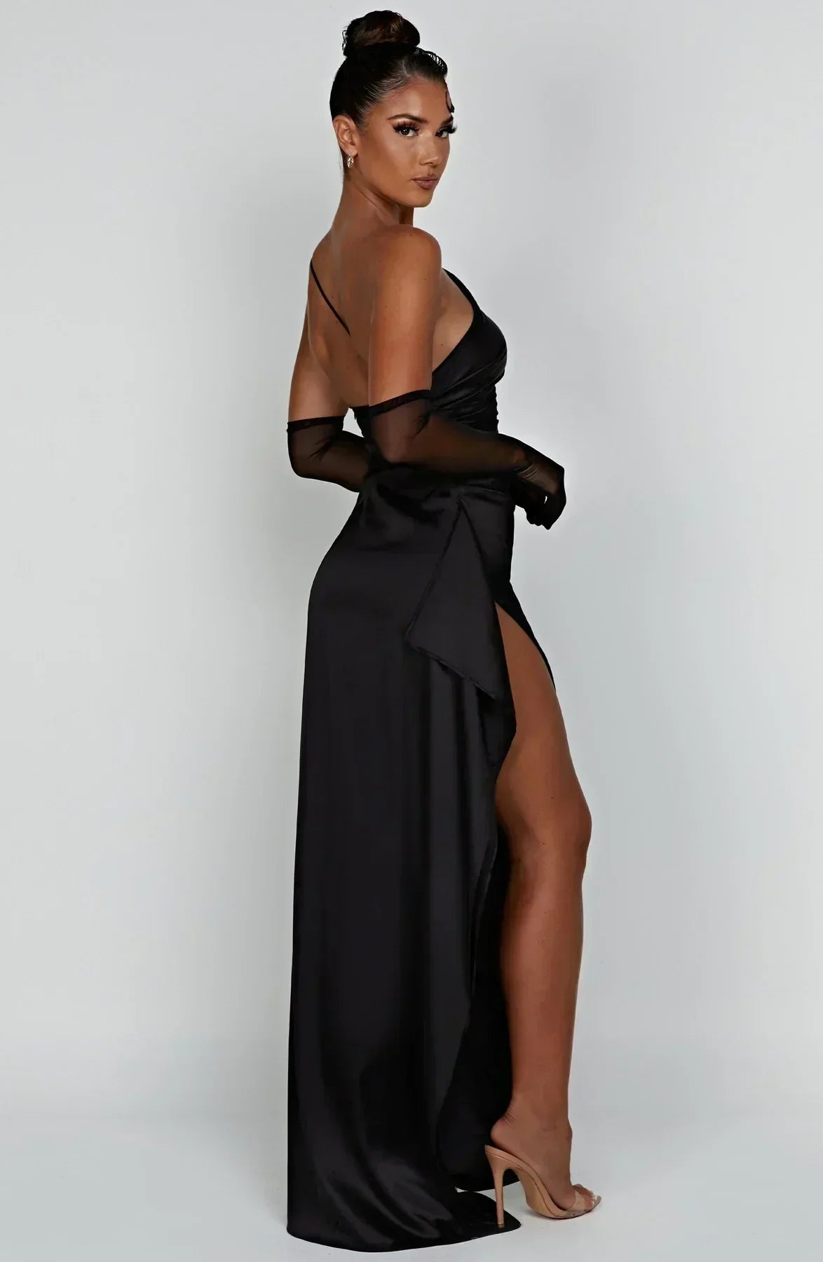Juliana | Satin One-Shoulder Thigh-Slit Women Summer Maxi Dress
