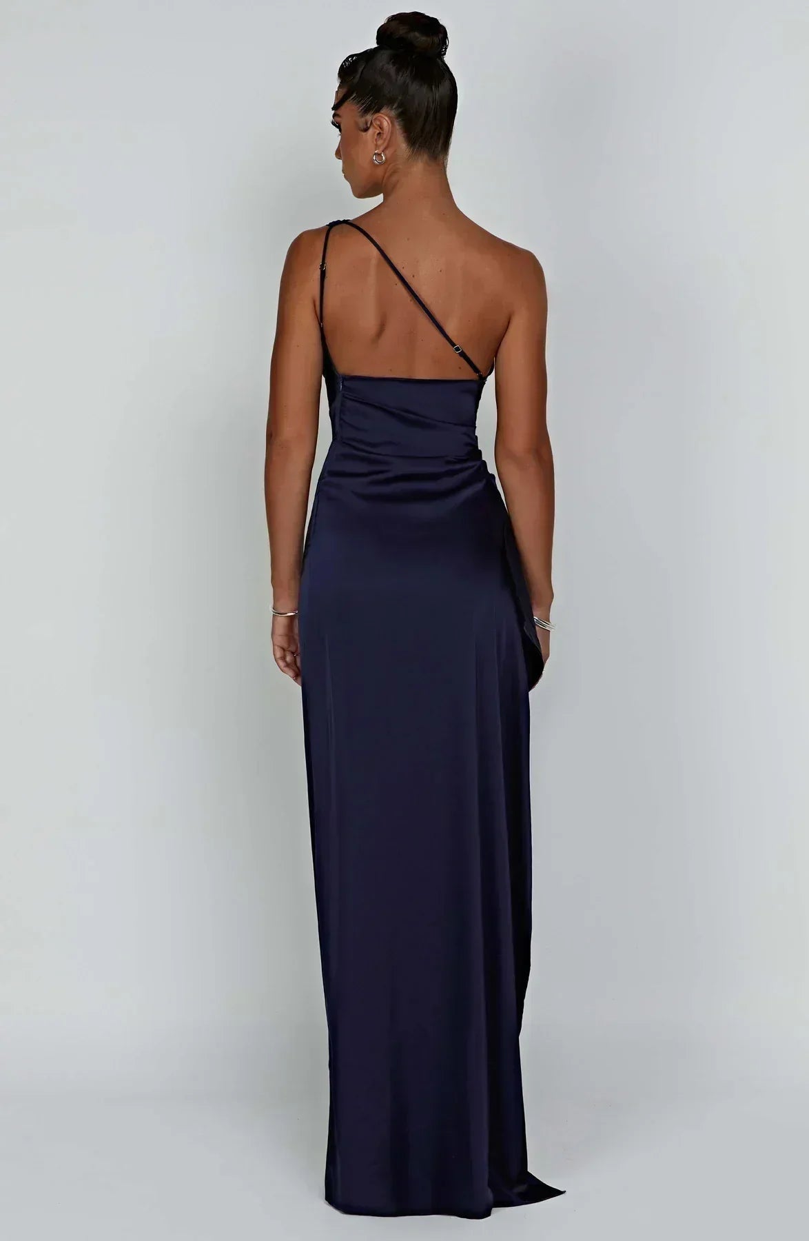 Juliana | Satin One-Shoulder Thigh-Slit Women Summer Maxi Dress
