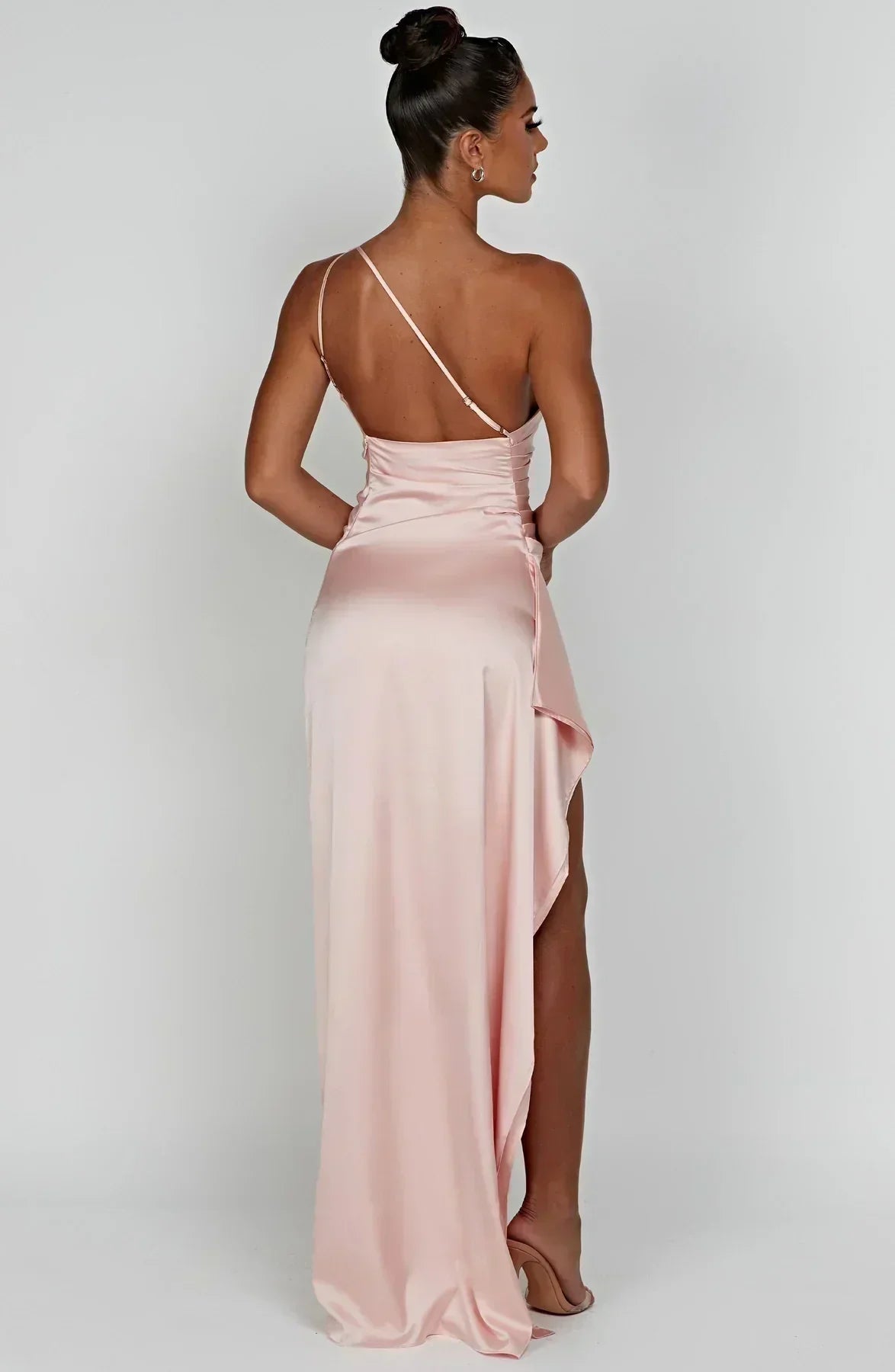 Juliana | Satin One-Shoulder Thigh-Slit Women Summer Maxi Dress