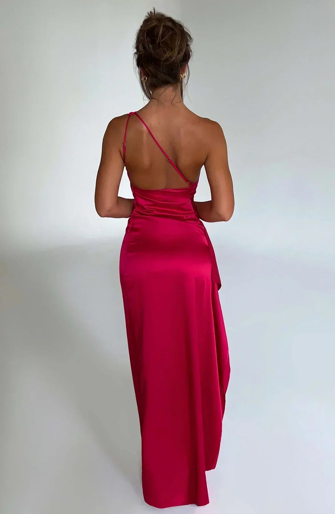 Juliana | Satin One-Shoulder Thigh-Slit Women Summer Maxi Dress