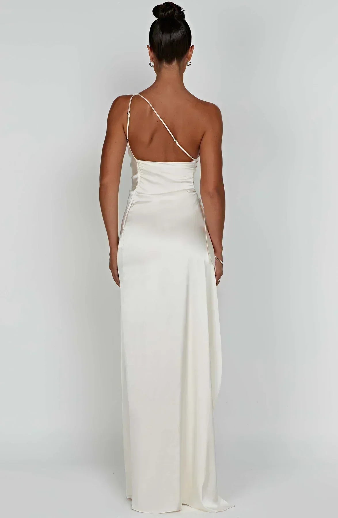 Juliana | Satin One-Shoulder Thigh-Slit Women Summer Maxi Dress