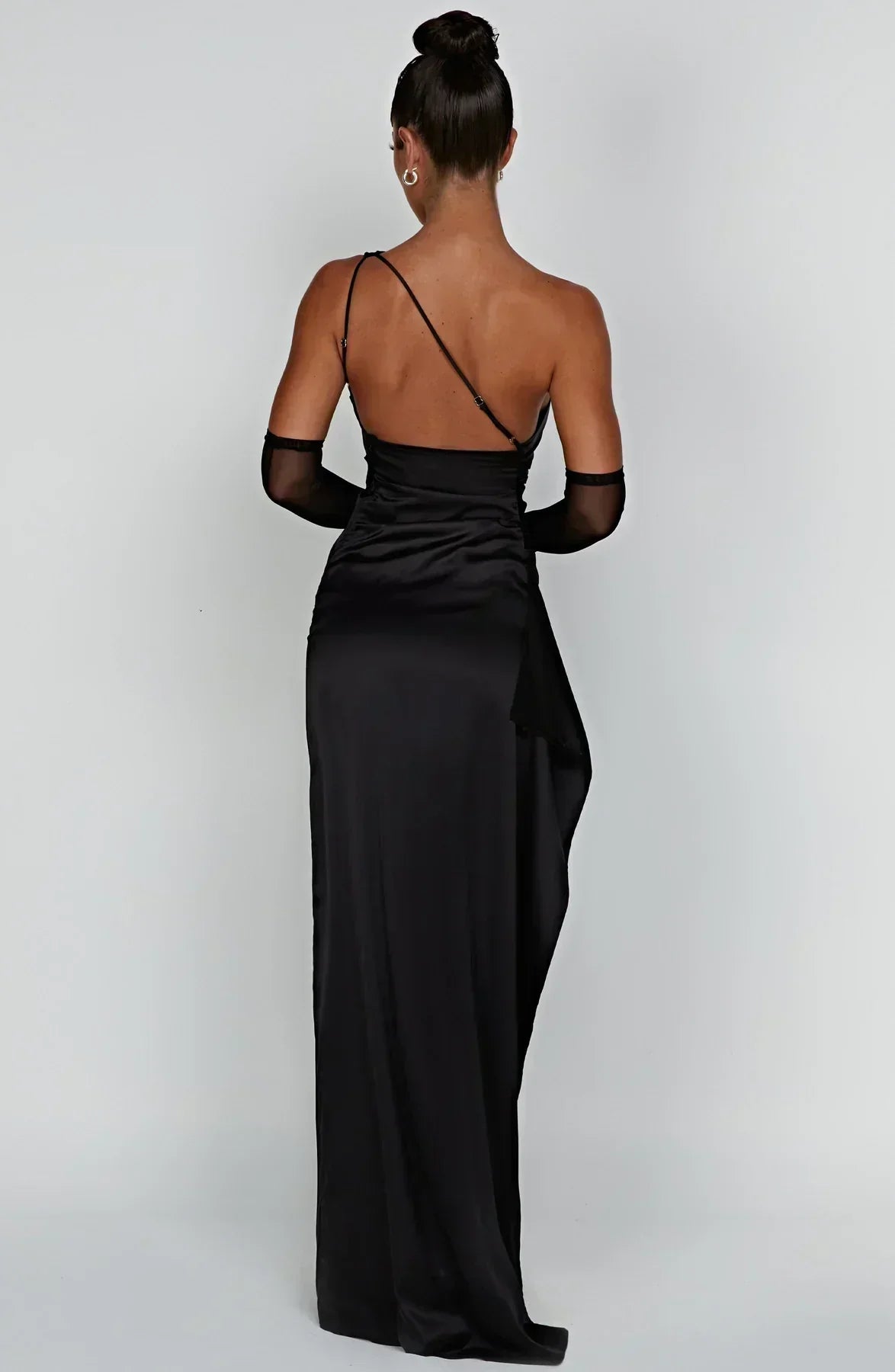 Juliana | Satin One-Shoulder Thigh-Slit Women Summer Maxi Dress
