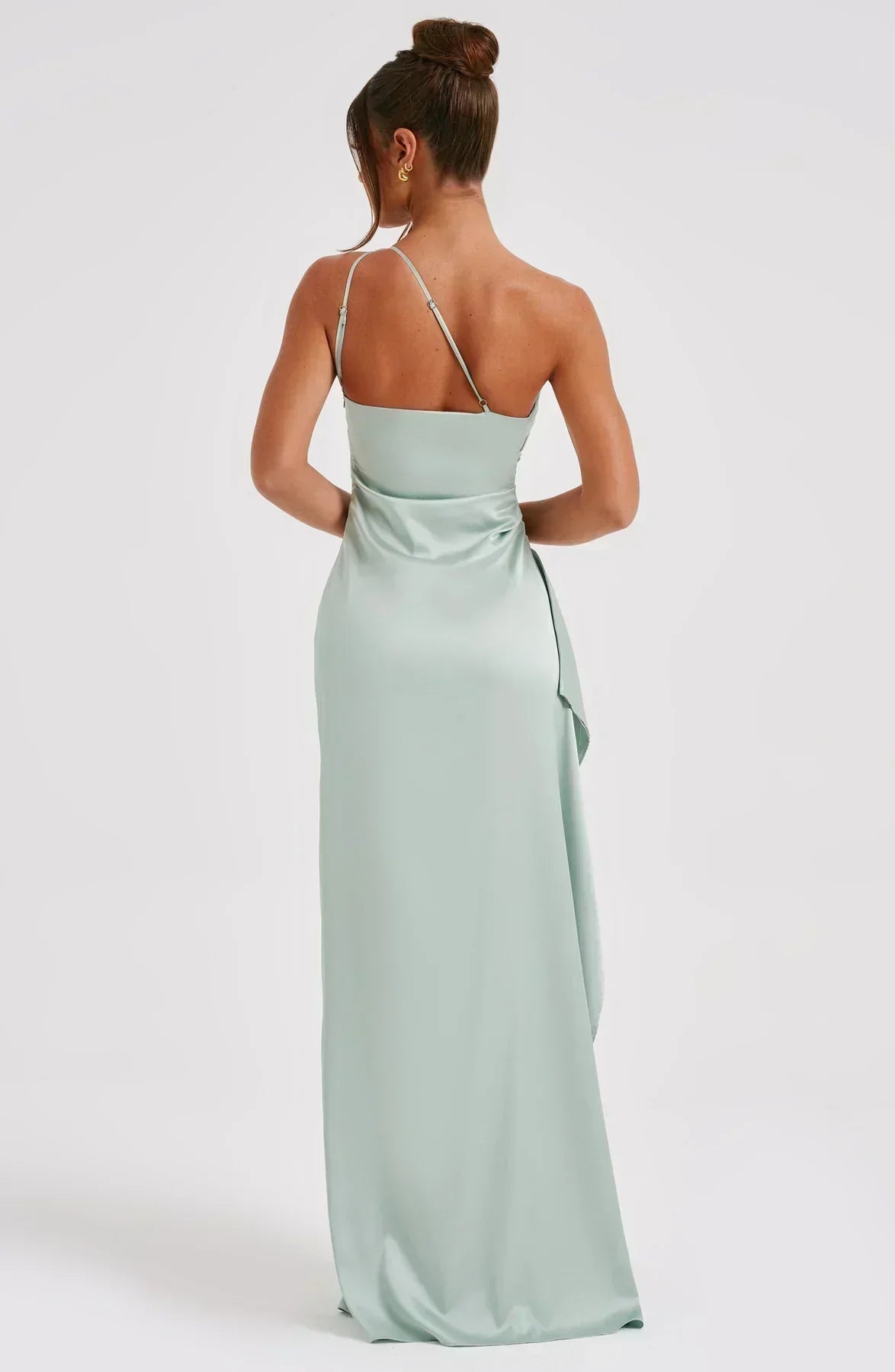 Juliana | Satin One-Shoulder Thigh-Slit Women Summer Maxi Dress