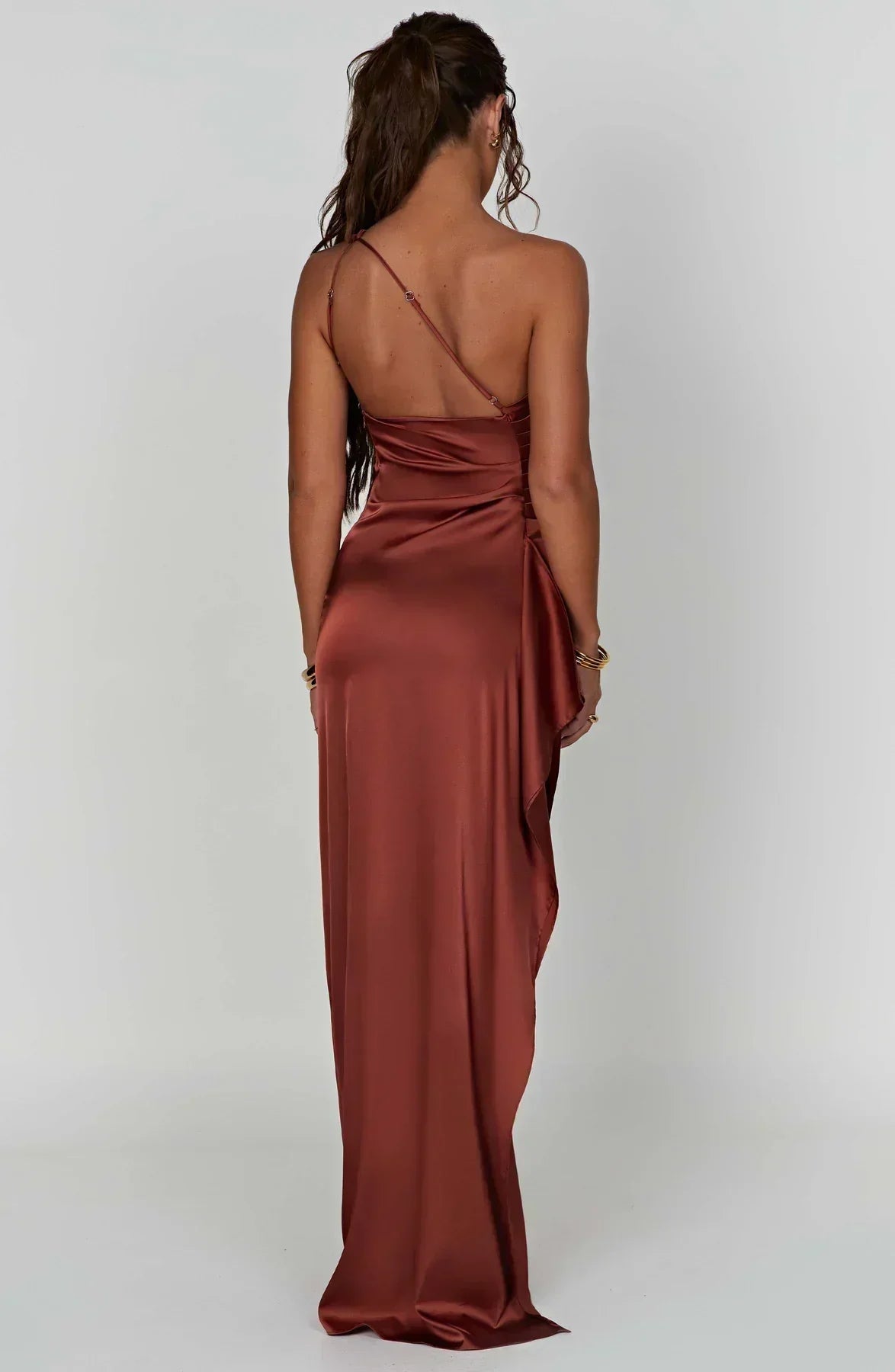 Juliana | Satin One-Shoulder Thigh-Slit Women Summer Maxi Dress