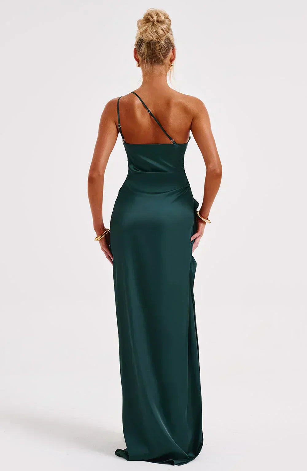 Juliana | Satin One-Shoulder Thigh-Slit Women Summer Maxi Dress