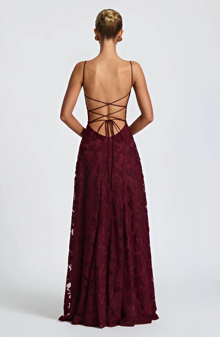 Adelaide | Lace Backless Lace-Up Women Summer Maxi Dress