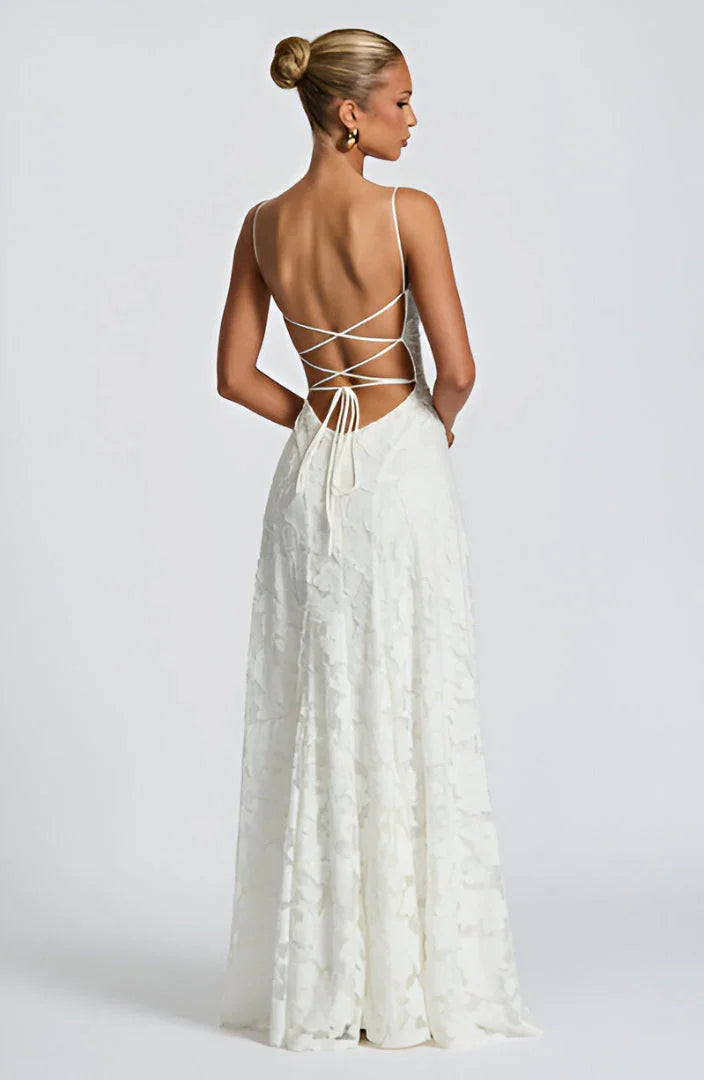 Adelaide | Lace Backless Lace-Up Women Summer Maxi Dress