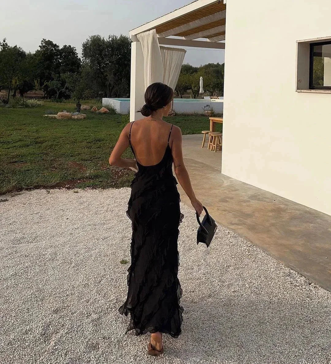 Autumn | Cascading Ruffle Evening Women Summer Maxi Dress