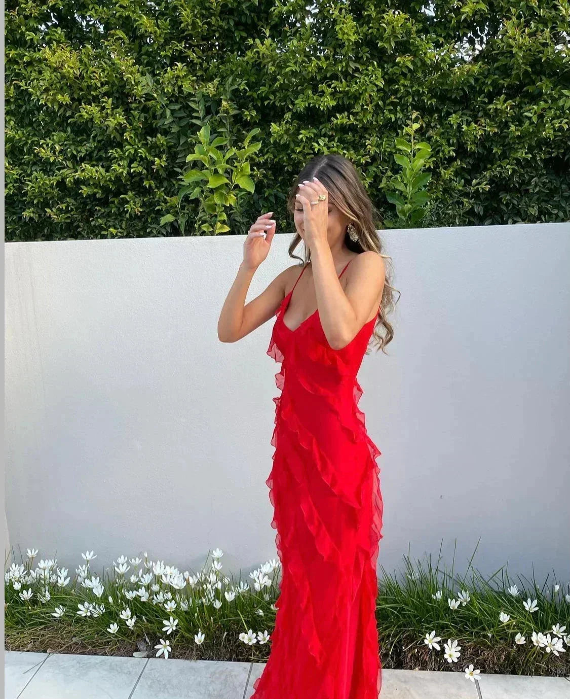 Autumn | Cascading Ruffle Evening Women Summer Maxi Dress